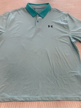 Under Armour Men’s Teal Stripe Performance Polo